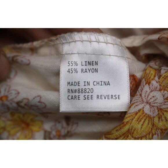 Cynthia Rowley Short Puff Sleeve Cropped Floral Top-Linen Blend-Size Small - Picture 4 of 7